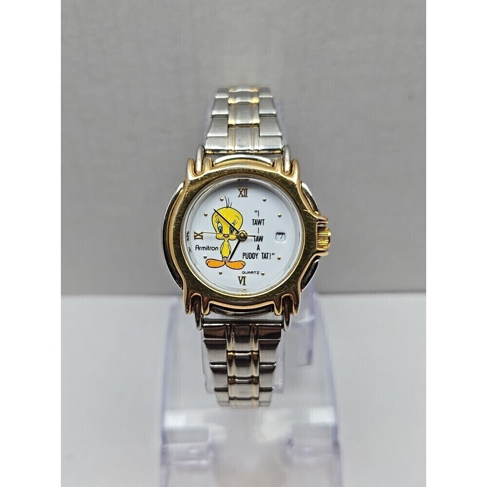 Armitron Tweety Bird 1994 Two Tone Date Quartz Watch Looney Tunes New Battery